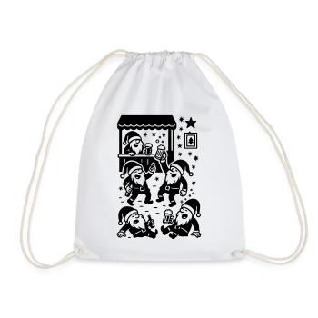 Gnomes Christmas Market Mulled Wine Beer Drinking - Drawstring Bag - white - Front