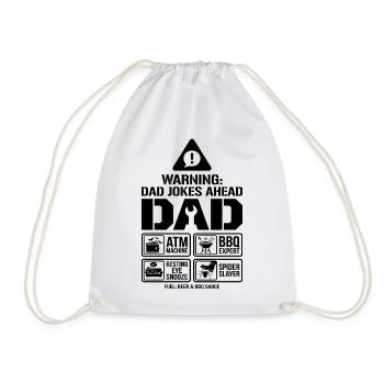Warning Dad Jokes Ahead Father - Drawstring Bag - white - Front