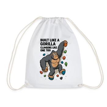 Bouldering Funny – Gorilla Cartoon Climbing Shirt - Drawstring Bag - white - Front