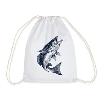 Perchoir sauteur | Motif de pêcheur vintage - Sac de sport léger - blanc - Devant