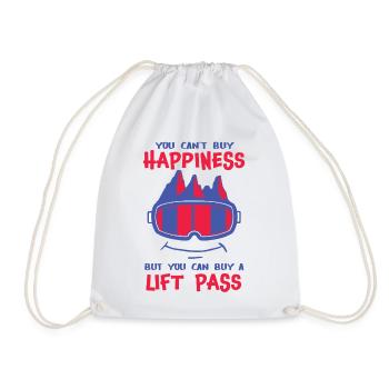 Happiness Ski Snowboard Mountains Slope - Drawstring Bag - white - Front