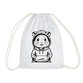 Hamster Hoodie Streetwear - Turnbeutel - Weiß - Vorne