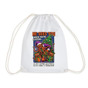 He Sees You Horror Christmas - Drawstring Bag - white - Front