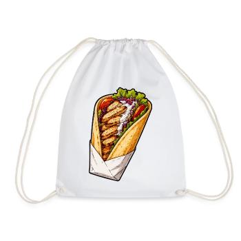 Chicken Wrap Illustration - Drawstring Bag - white - Front