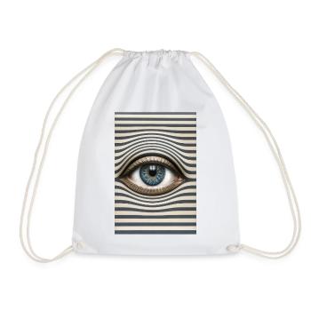 Eye Against Wavy Stripes - Drawstring Bag - white - Front