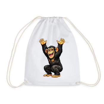 Monkey - Drawstring Bag - white - Front