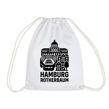 Hamburg Rotherbaum – Tennis & Uni Silhouette - Turnbeutel - Weiß - Vorne