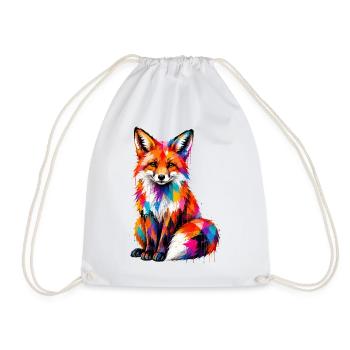 Colorful fox with splashes of color - Drawstring Bag - white - Front