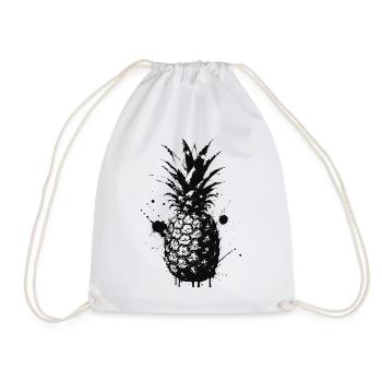 Pineapple Spray Black - Drawstring Bag - white - Front