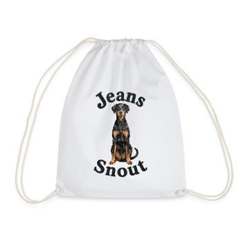 Schwarzer Dobermann im Jeansflicken-Stil - Turnbeutel - Weiß - Vorne