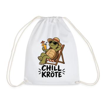 Chill-Kröte – Schildkröte im Liegestuhl - Turnbeutel - Weiß - Vorne