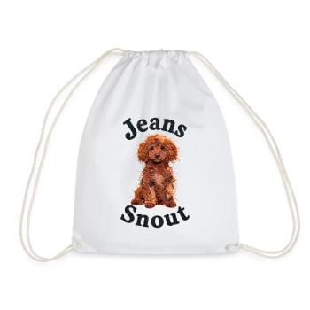 Orangener Toypudel im Jeansflicken-Stil - Turnbeutel - Weiß - Vorne