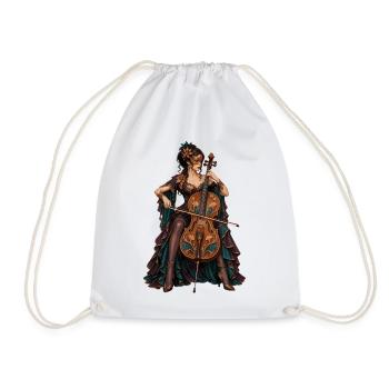 Cello Diva im ArtNouveau Gewand - Turnbeutel - Weiß - Vorne