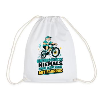 Unterschätze NIEMALS alten Mann mit Fahrrad - Turnbeutel - Weiß - Vorne