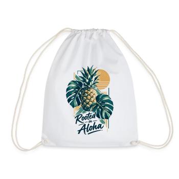 Minimalistische Monstera & Ananas: Aloha Vibe - Turnbeutel - Weiß - Vorne