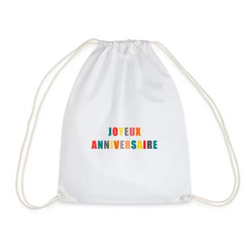 HAPPY BIRTHDAY. JOYEUX ANNIVERSAIRE. ANNIVERSAIRE. - Sac de sport léger - blanc - Devant