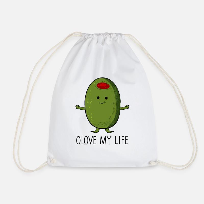 Olive - Turnbeutel - Weiß