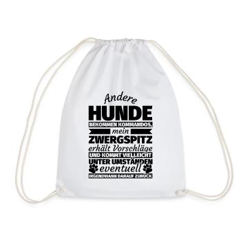 Zwergspitz Hund Geschenke - Turnbeutel - Weiß - Vorne