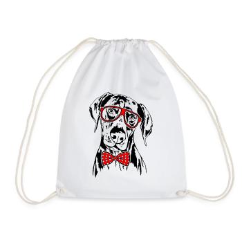 DOBERMANN Glasses Dogs Smart Dog - Drawstring Bag - white - Front