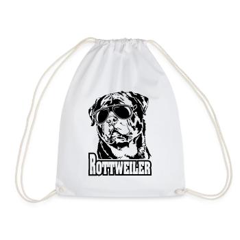 Funny ROTTWEILER cool sunglasses dog dog - Drawstring Bag - white - Front