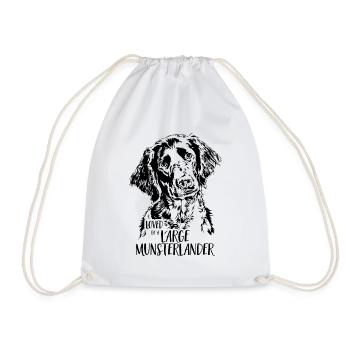 Loved by a Large Munsterlander Dog Saying Dogs - Drawstring Bag - white - Front