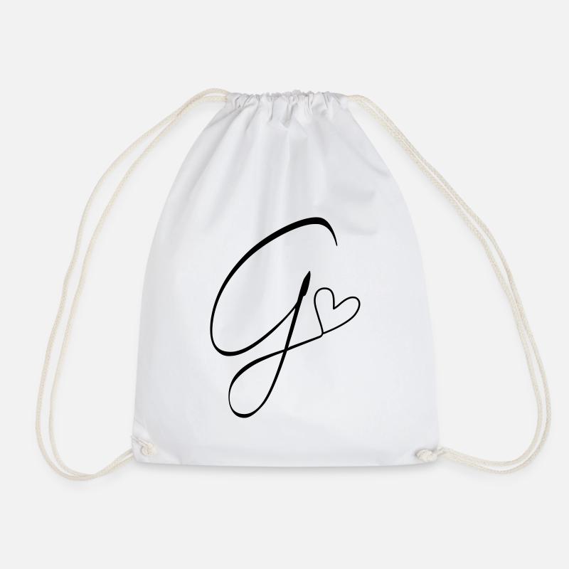 Letter G Letter G Calligraphy - Drawstring Bag - white