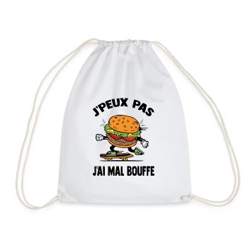 j'peux pas j'ai mal bouffe,hamburger,humour - Sac de sport léger - blanc - Devant