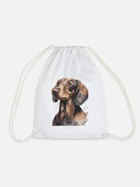 Aquarelles de portrait teckel - Sac de sport léger - blanc