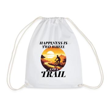 Chasing Happiness on Two Wheels Trail Riding Bike - Drawstring Bag - white - Front