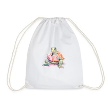 Turtle Watercolor Design 3 - Drawstring Bag - white - Front