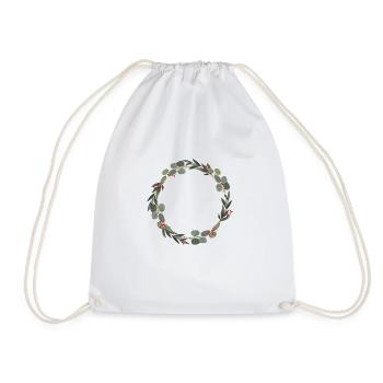 Green eucalyptus wreath customizable - Drawstring Bag - white - Front