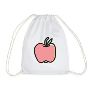 Cute Apple Cartoon – Kawaii Fruit Illustration - Drawstring Bag - white - Front