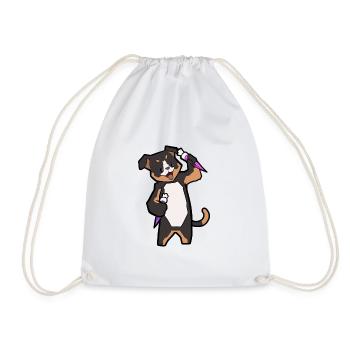 Chien avec un sac de bonbons Retour à l'école de scolarisation - Sac de sport léger - blanc - Devant