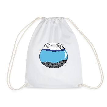 aquarium fish away water goldfish glass gift - Drawstring Bag - white - Front