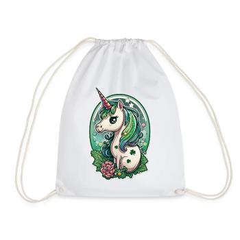 Licorne multicolore fleurs trèfle chance fête - Sac de sport léger - blanc - Devant
