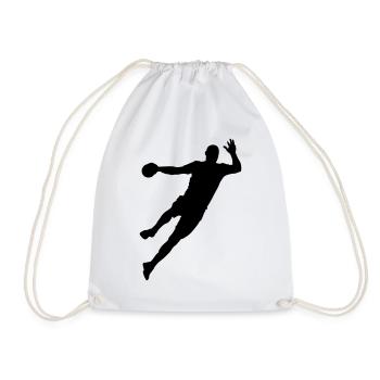 Handball Spieler Sprungwurf Geschenk - Turnbeutel - Weiß - Vorne