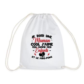 Une maman cool j'aime mon homme et le ping pong - Sac de sport léger - blanc - Devant