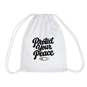 Protect Your Peace | Minimal Retro Typography - Drawstring Bag - white - Front