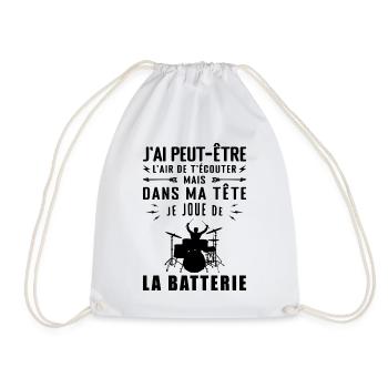 In my head I'm playing drums - Drawstring Bag - white - Front
