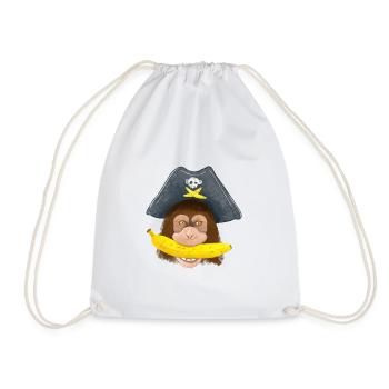 Gehender BANANEN-Piratenschimpanse - Turnbeutel - Weiß - Vorne