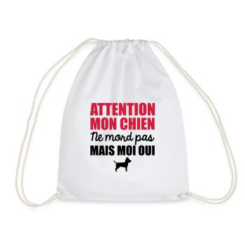 attention mon chien ne mord pas mais moi oui - Sac de sport léger - blanc - Devant