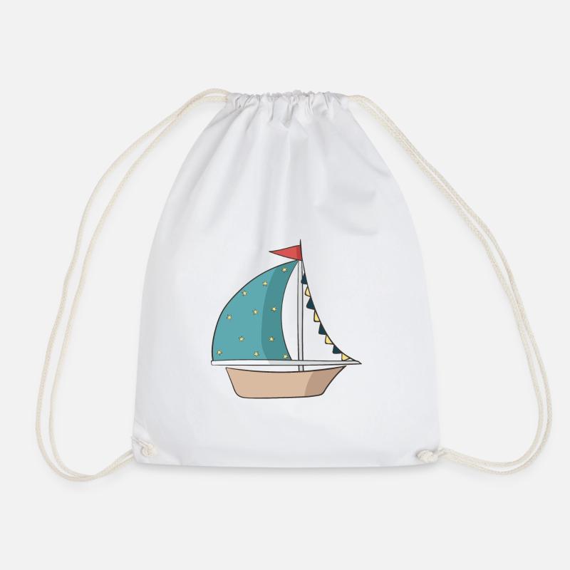 Sailboat - Drawstring Bag - white