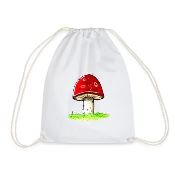 Mushroom - toadstool lucky guy lucky charm - Drawstring Bag - white - Front