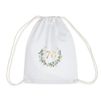Number 70, eucalyptus wreath, customizable - Drawstring Bag - white - Front