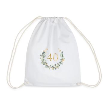 Numéro 40, couronne d’eucalyptus, personnalisable - Sac de sport léger - blanc - Devant