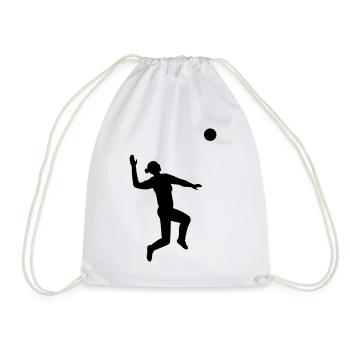 Anmutiger Volleyball Sprung Schwarz - Turnbeutel - Weiß - Vorne
