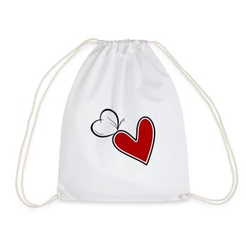 Butterfly heart heart with butterfly - Drawstring Bag - white - Front