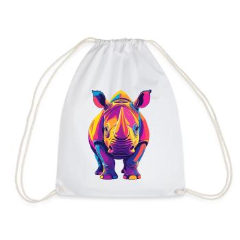 Farbenfroher Rhino Pop Art buntes Nashorn Motiv - Turnbeutel - Weiß - Vorne