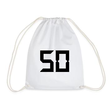 50 YEARS. 50th ANNIVERSARY. BIRTHDAY 50 YEARS. 50 - Drawstring Bag - white - Front