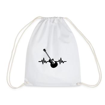 Heartbeat Guitar - Rock n Roll Punk Band Metal - Drawstring Bag - white - Front
